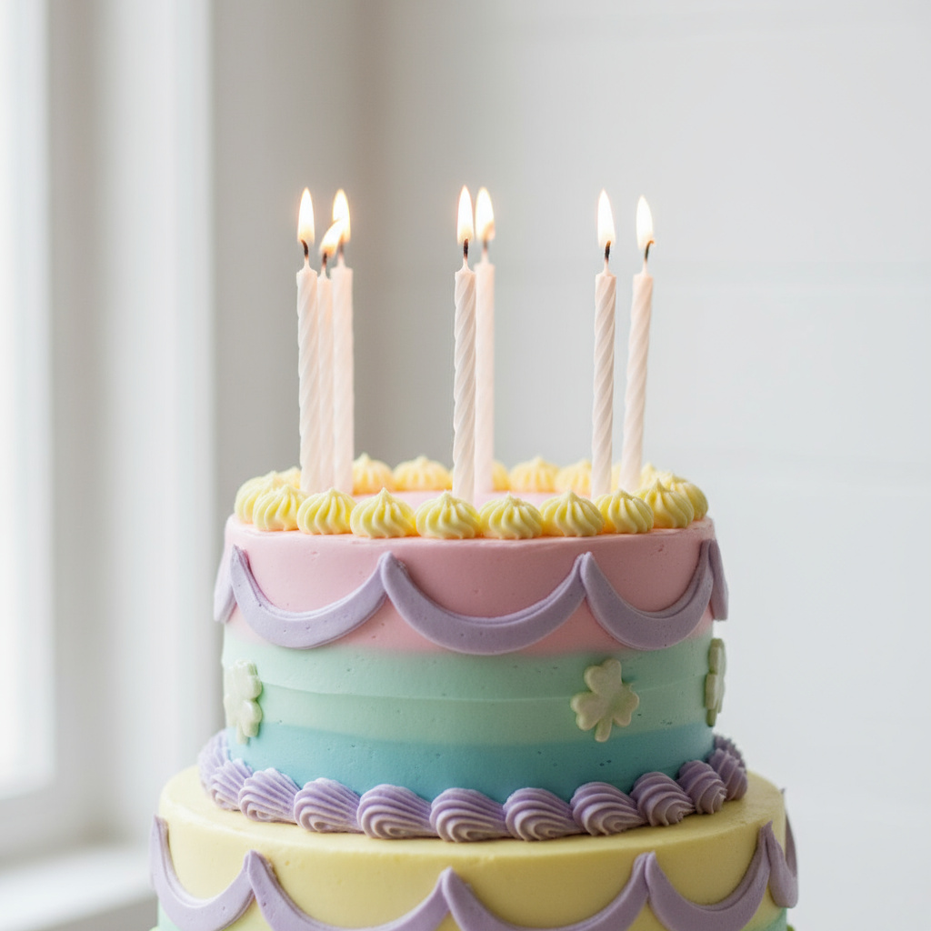 Custom children's cake with pastel colors and shamrock accent
